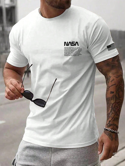 Manfinity Homme Men'S round Neck T-Shirt with Slogan Print